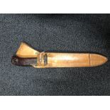 A Czech Vz 57 bayonet in its leather scabbard. Blade length 17.5cms