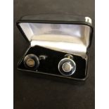 A pair of hallmarked silver England Football cufflinks.