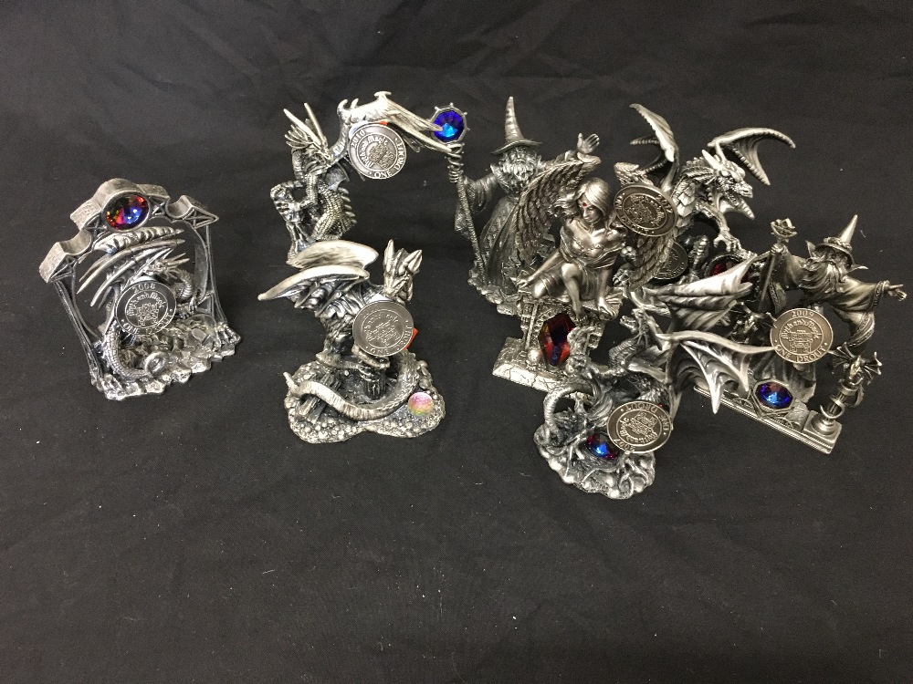 A collection of nine Myth and Magic pewter fiurines membership studies for the Collector's Club only