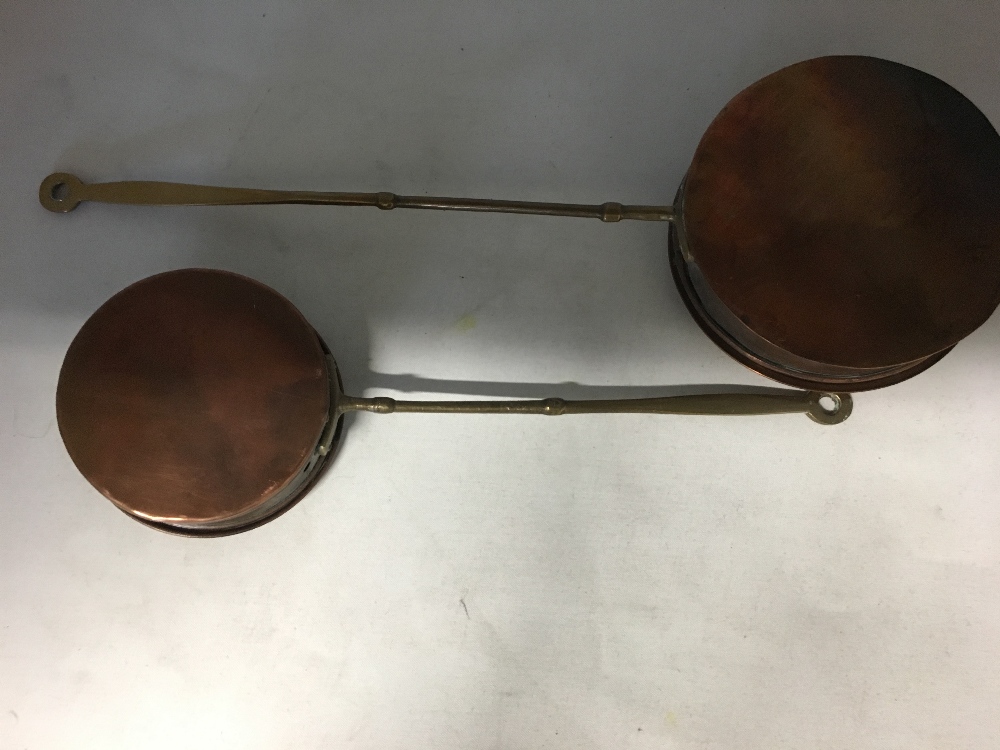 Two miniature copper bed warmers. Being sold on behalf of The Salvation Army. - Image 2 of 2