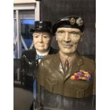 Two figural water jugs modelled as Winston Churchill and Field Marshal Montgomery.
