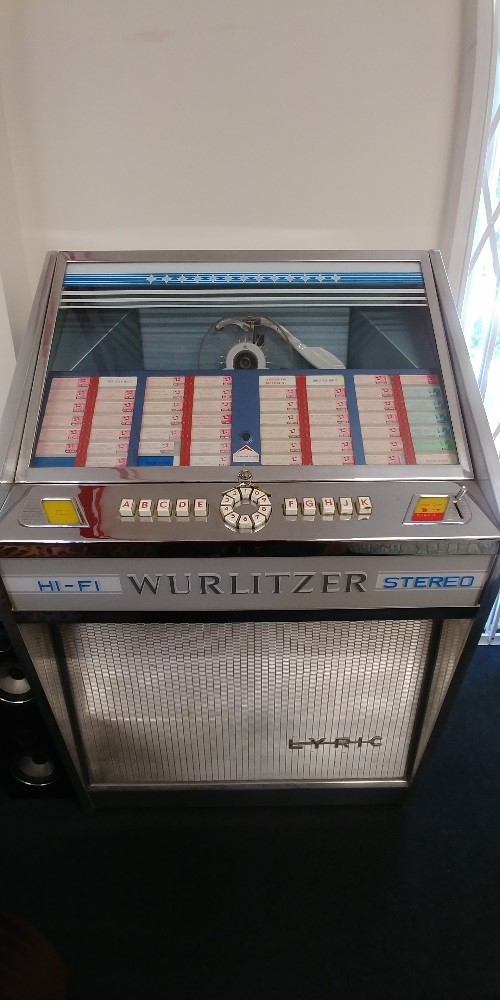 A Wurlitzer Stereo HiFi juke box. Fully restored and rechromed.