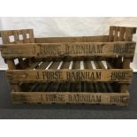 A set of three wooden apple crates all stamped J Forse Barnham 1968.