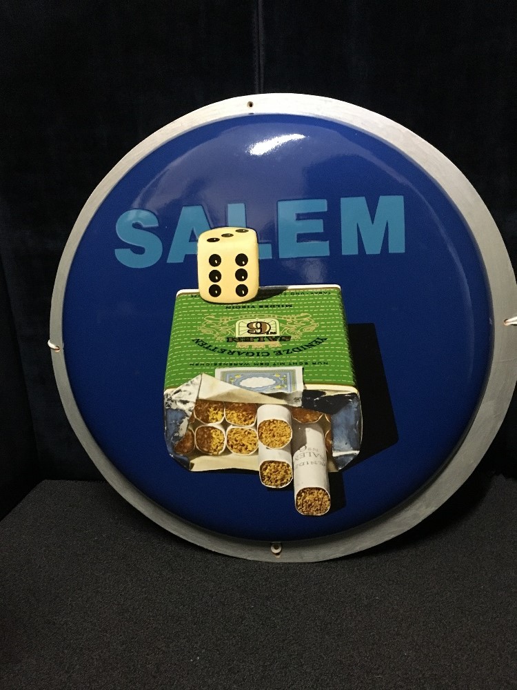 A circular enamelled sign for Salem Cigarettes. - Image 2 of 2