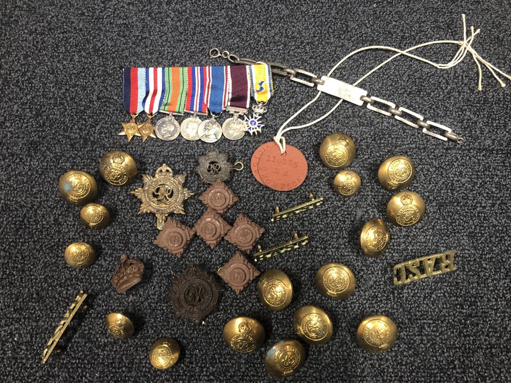 A WW2 RASC mounted group of Officer's miniature dress medals etc