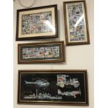 Four framed and glazed stamp collections.