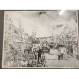 A famed and glazed limited edition signed print "Marlborough High Street West Circa 1927".