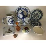 An assortment of mixed collectables mainly ceramics including made Delft.