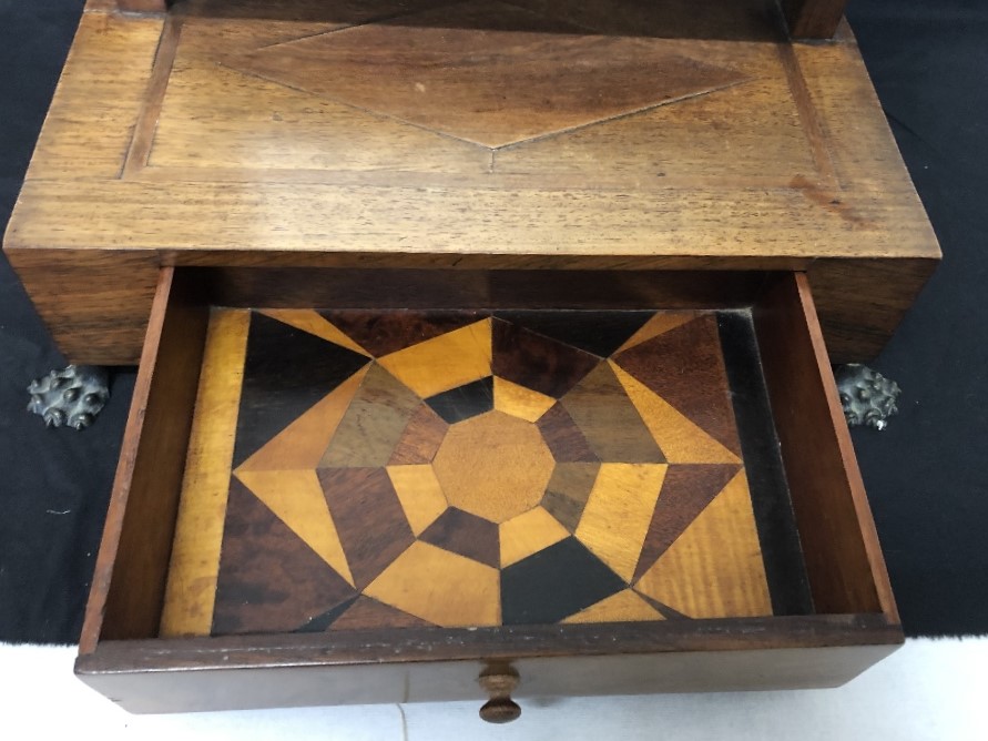 An Art Deco vanity mirror with marquetry inlay to the inside of the drawer. - Image 2 of 3