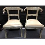 A pair of silver wrapped Anglo-Indian Regency style wedding chairs.