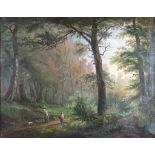 Ecole XIXème. Paysage animé. HST. 72 x 93 cm. -