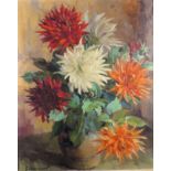 Georges Danset. Nature morte aux fleurs. HSToile. Signée. 55 x 46 cm. -