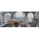 Manouilov Serguei. Gare de Moscou. Huile. SBG. 27,50 x 56,50 cm. -