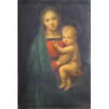 Ecole italienne fin XIXe. Vierge à l'enfant. HSToile. 25 x 18 cm. -