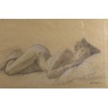 Ludovic Alleaume. La chatte. Sanguine et crayon. Cachet de la signature. 28 x 43 cm [...]