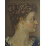 Ecole vers 1700. Portrait d'une dame de qualité. Huile sur cuivre. 19 x 15 cm. -