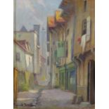 Raymond Perreau. Vue de Troyes. HSCarton. Signée. 36 x 29 cm. -