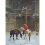 Samuel Edmund Waller 1850-1903. Cavaliers dans la neige. HSToile. Signée et datée [...]