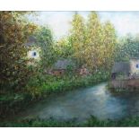 Jacques Michel G. Dunoyer. Le moulin sur la rivière. HST. Signée. 60 x 73 cm. Avec [...]