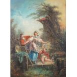 Ecole française XVIII- XIXe. Colin-maillard. HSToile. 65 x 48 cm (accident). -