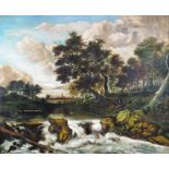 Ecole XXe. Paysage animé. HSToile. 60 x 73 cm. -