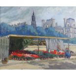 Marie Amélie Stenuit. Vue du Louvre. HSPanneau. Signée et datée 1933. 37 x 46 cm. -