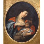 Ecole italienne XVII/XVIIIe. Vierge à l'enfant. HSToile. 84 x 66.5 cm. -