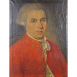 Ecole XVIIIe. Portrait d'un gentilhomme. HSToile. 54 x 42 cm. -