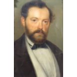 Ecole allemande XIXe. Portrait d'homme. HSToile maroufflée sur panneau. 48 x 32.5 cm -