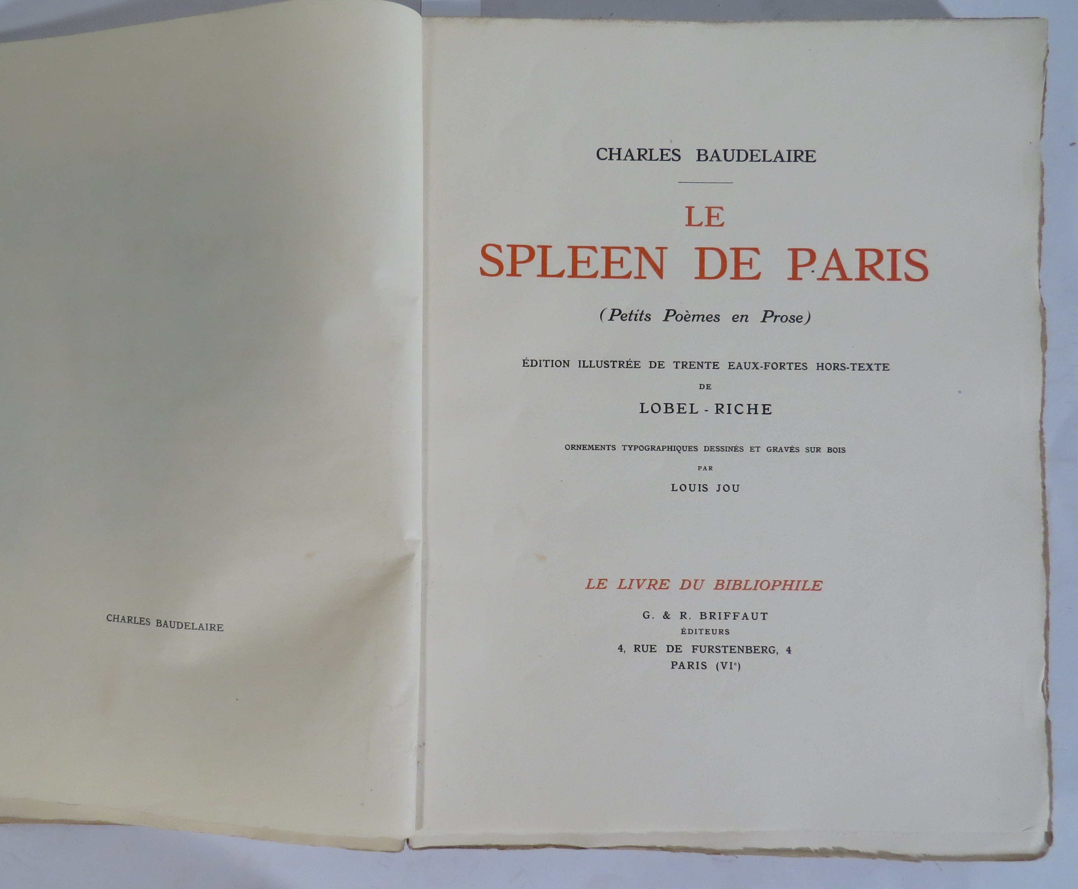 [LOBEL-RICHE] - BAUDELAIRE (Charles). - Le Spleen de Paris. Petits poèmes en prose. [...] - Image 3 of 5
