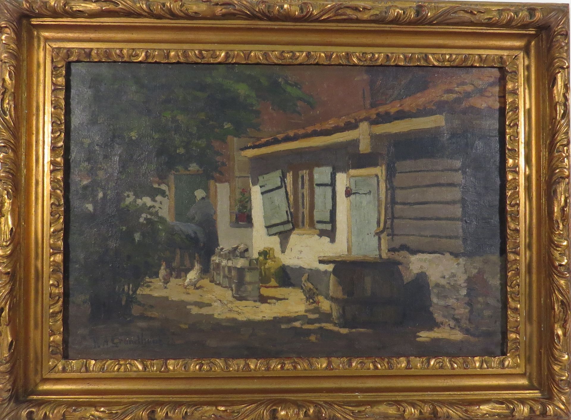 Adrianus Grondhout. 1878-1934. Cour de ferme. HSToile. Signée et datée 1916.39 x 57 [...] - Bild 2 aus 2