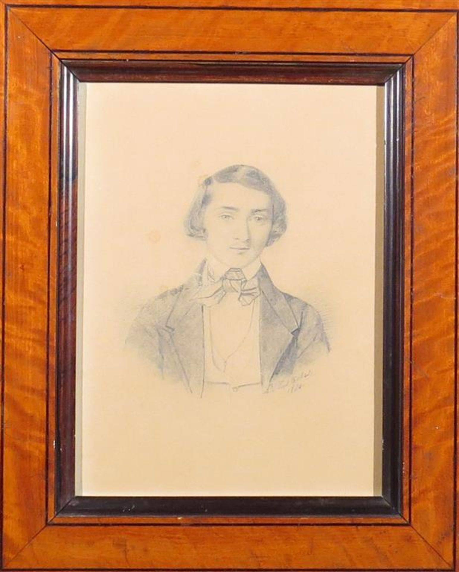 L. Eustache. Portrait de jeune homme. Crayon. Signé et daté 1840. 20.5 x 15 cm. - - Bild 2 aus 2