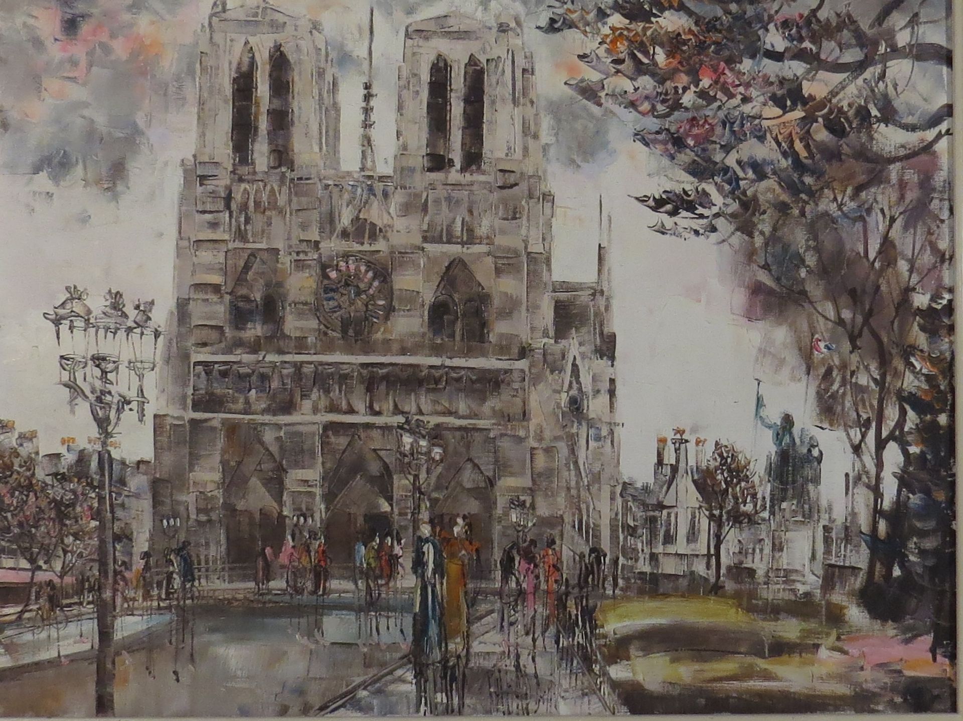 Tota Nagao. Vue de Notre-Dame. HSToile. Signée et datée 62 au dos. 50 x 65 cm. -