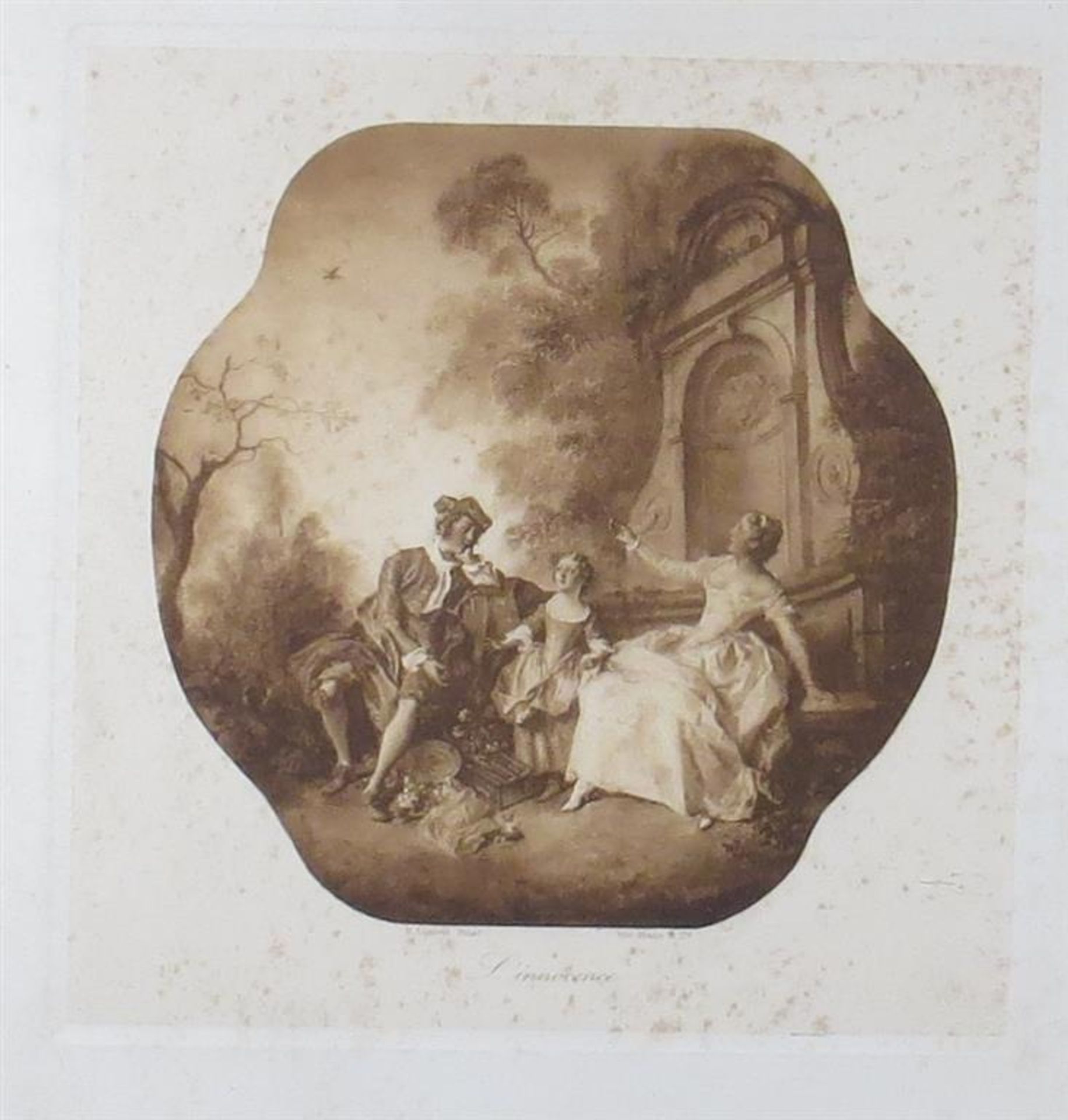 Daprès Lancret. 2 gravures dans leurs encadrements. 46 x 38 cm (intérieur [...] - Bild 3 aus 3