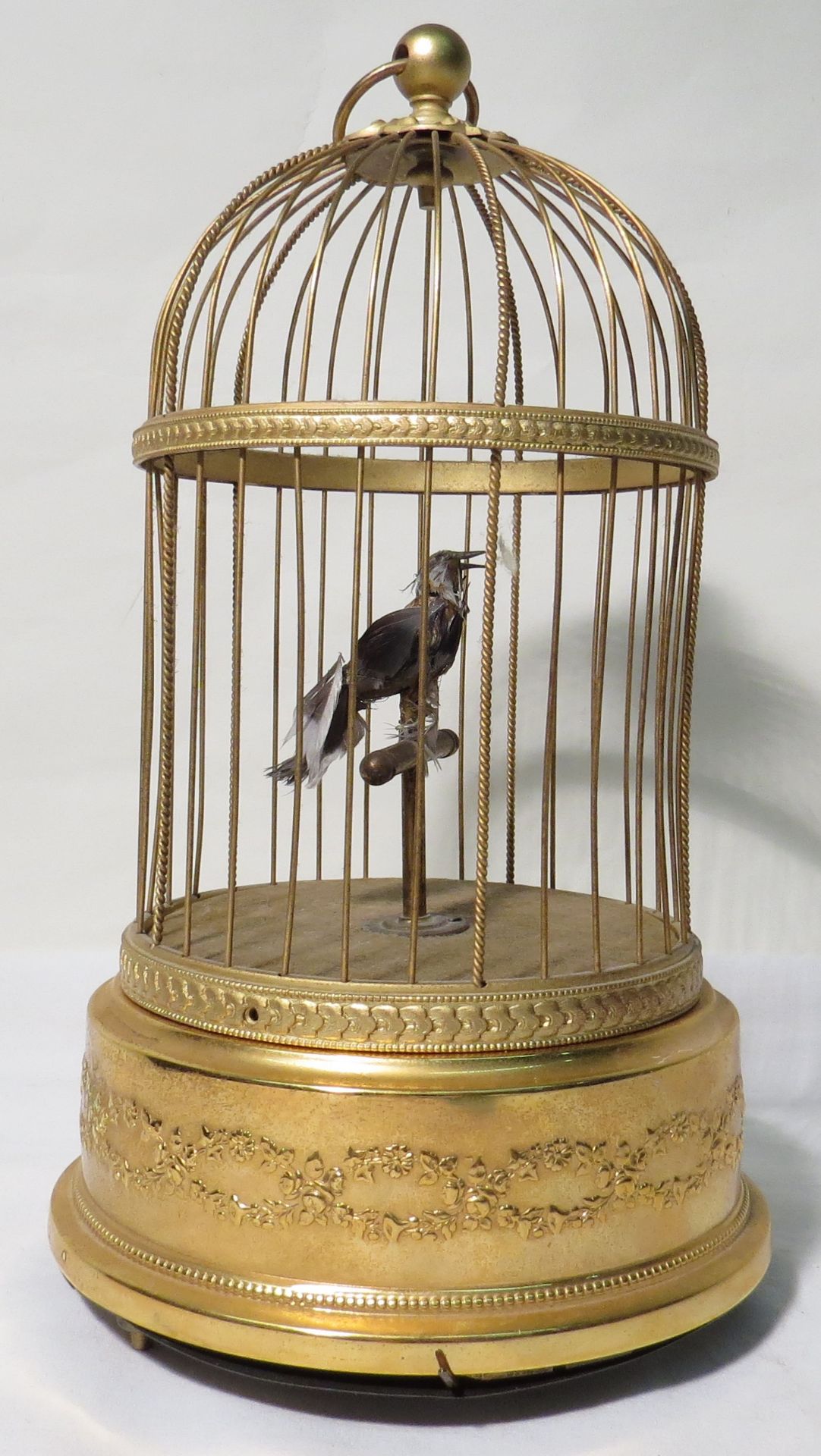 Automate cage à oiseau chanteur. Fin XIXe - Début XXe. Haut. 28,5 cm. -