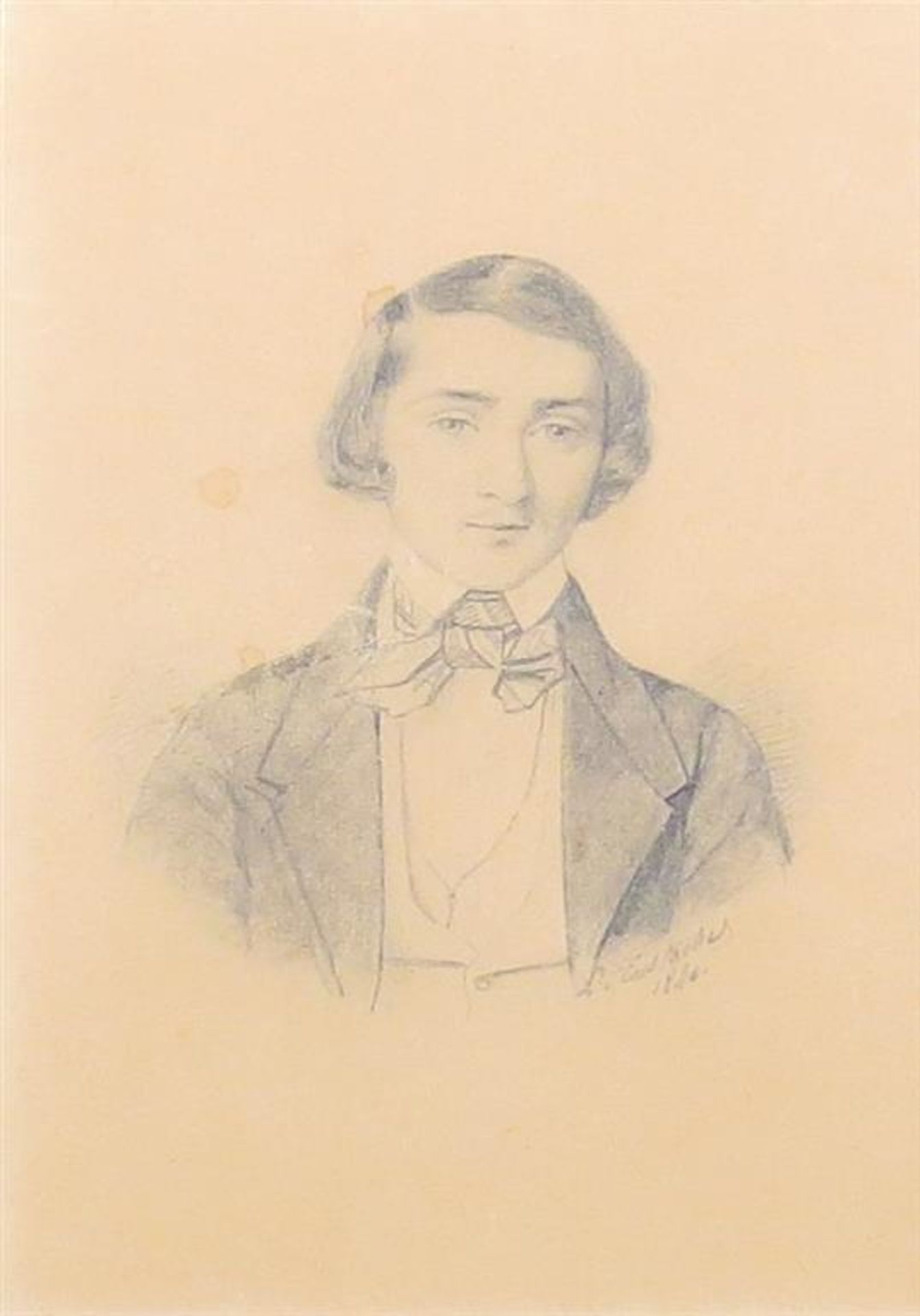 L. Eustache. Portrait de jeune homme. Crayon. Signé et daté 1840. 20.5 x 15 cm. -