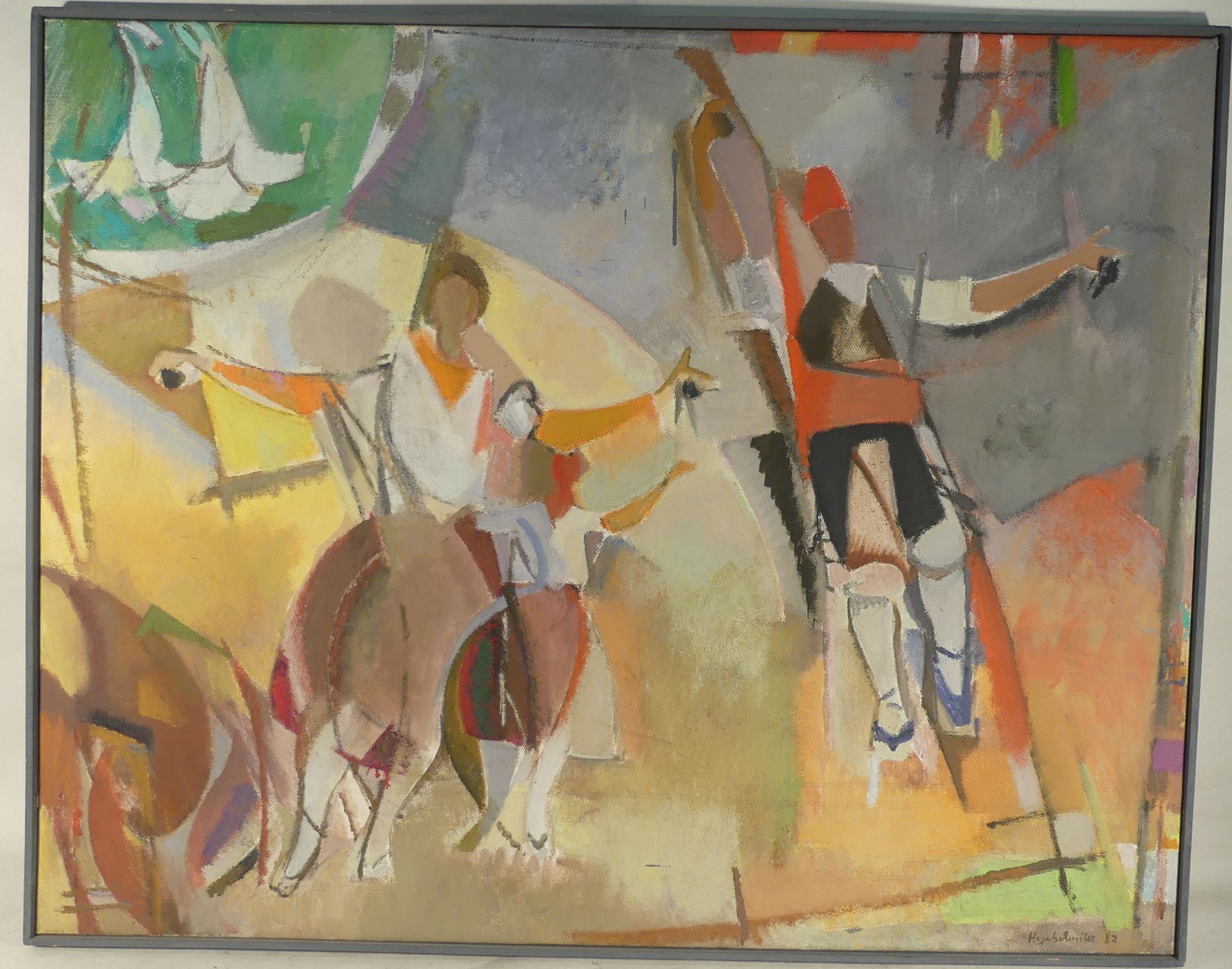Max HEGETSCHWEILER , ( 1902-1995 ) , Danse grecque , Huile sur toile signée et [...] - Bild 4 aus 4