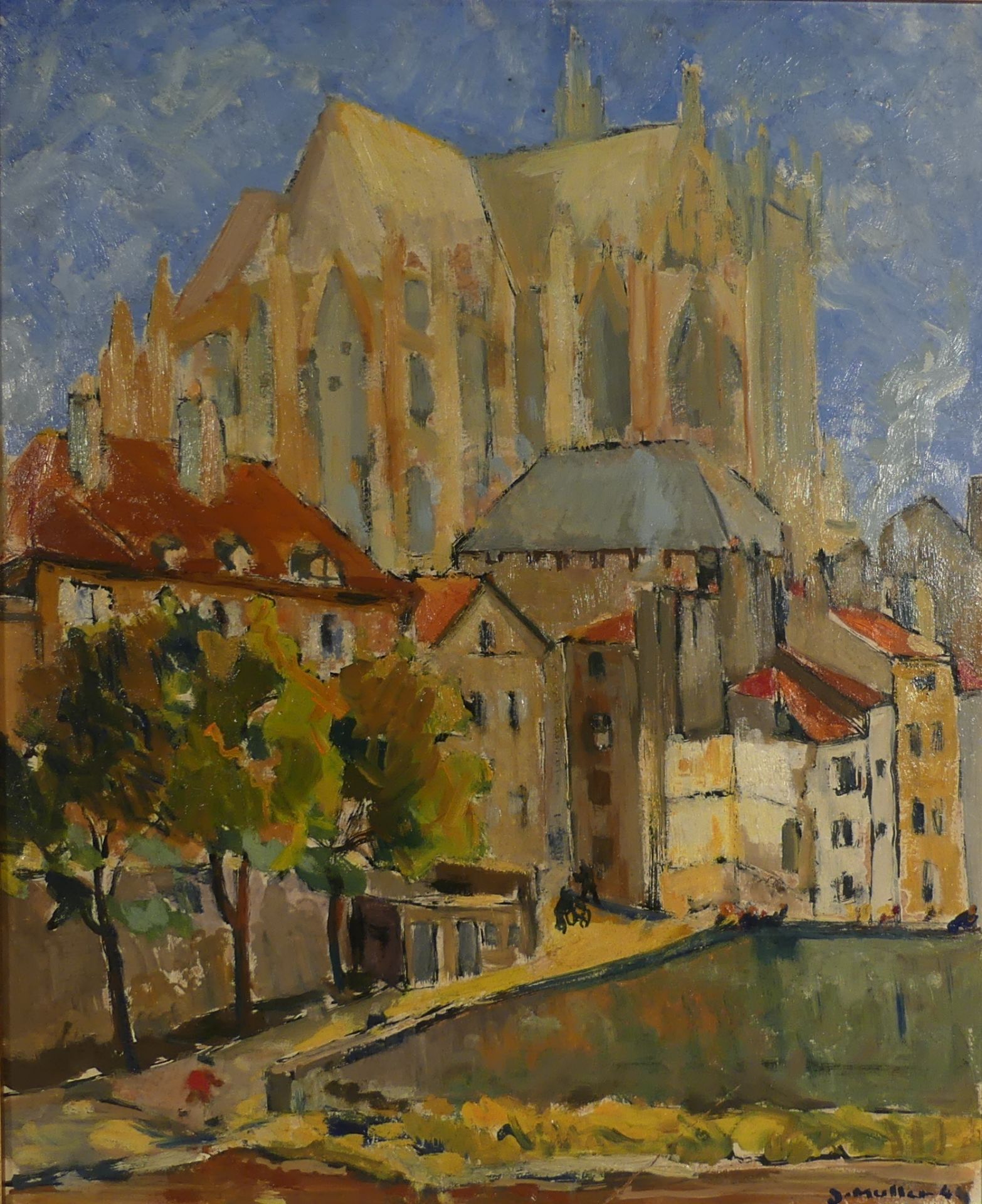 Jean-Etienne Muller. Cathédrale Sainte Etienne. HSIsorel. Signée. 37.5 x 45 cm. -