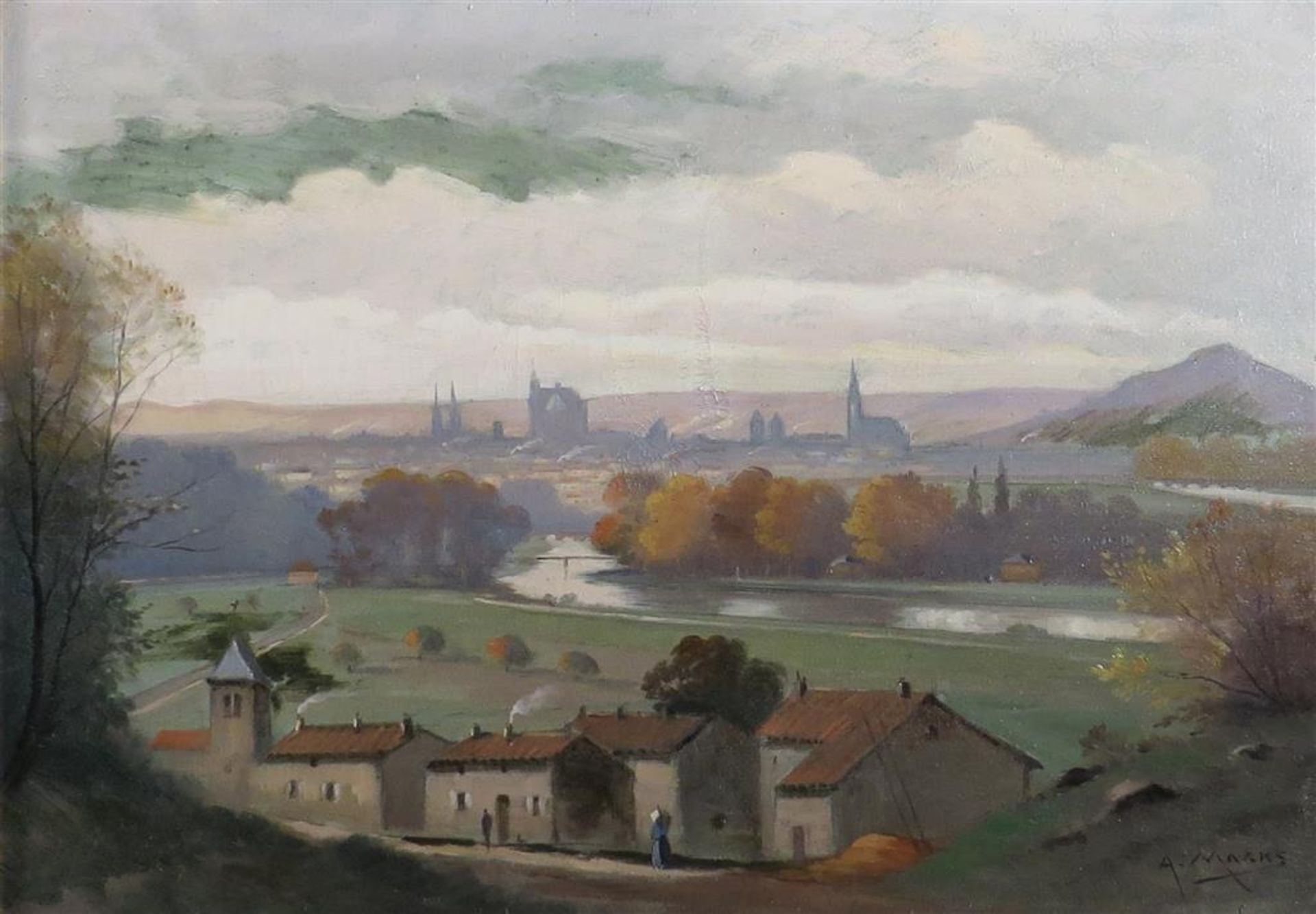 Albert Marks. Vue de Metz depuis le village de Saint Julien. HStoile. Signée. 46 x [...] - Bild 3 aus 4