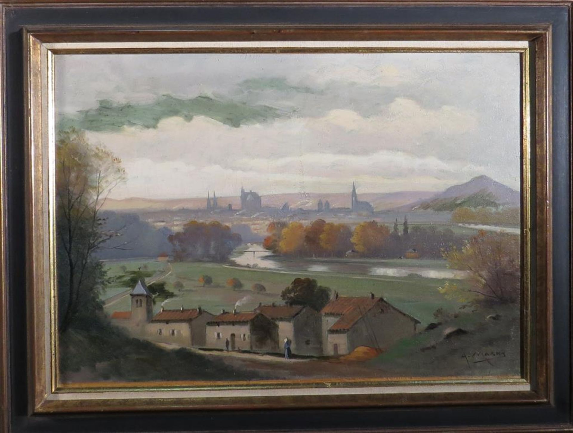 Albert Marks. Vue de Metz depuis le village de Saint Julien. HStoile. Signée. 46 x [...] - Bild 2 aus 4