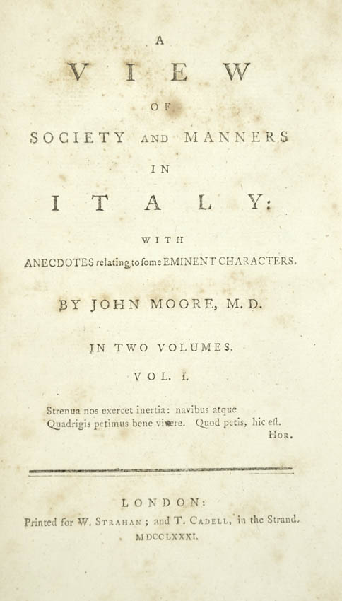 MOORE, John. A view of society and manners in Italy ... - Image 2 of 3