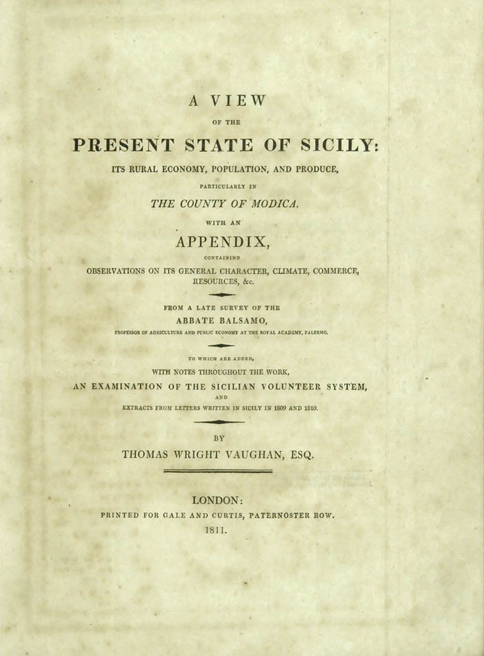 VAUGHAN, Thomas Wright. A view of the present state of Sicily: - Image 2 of 3