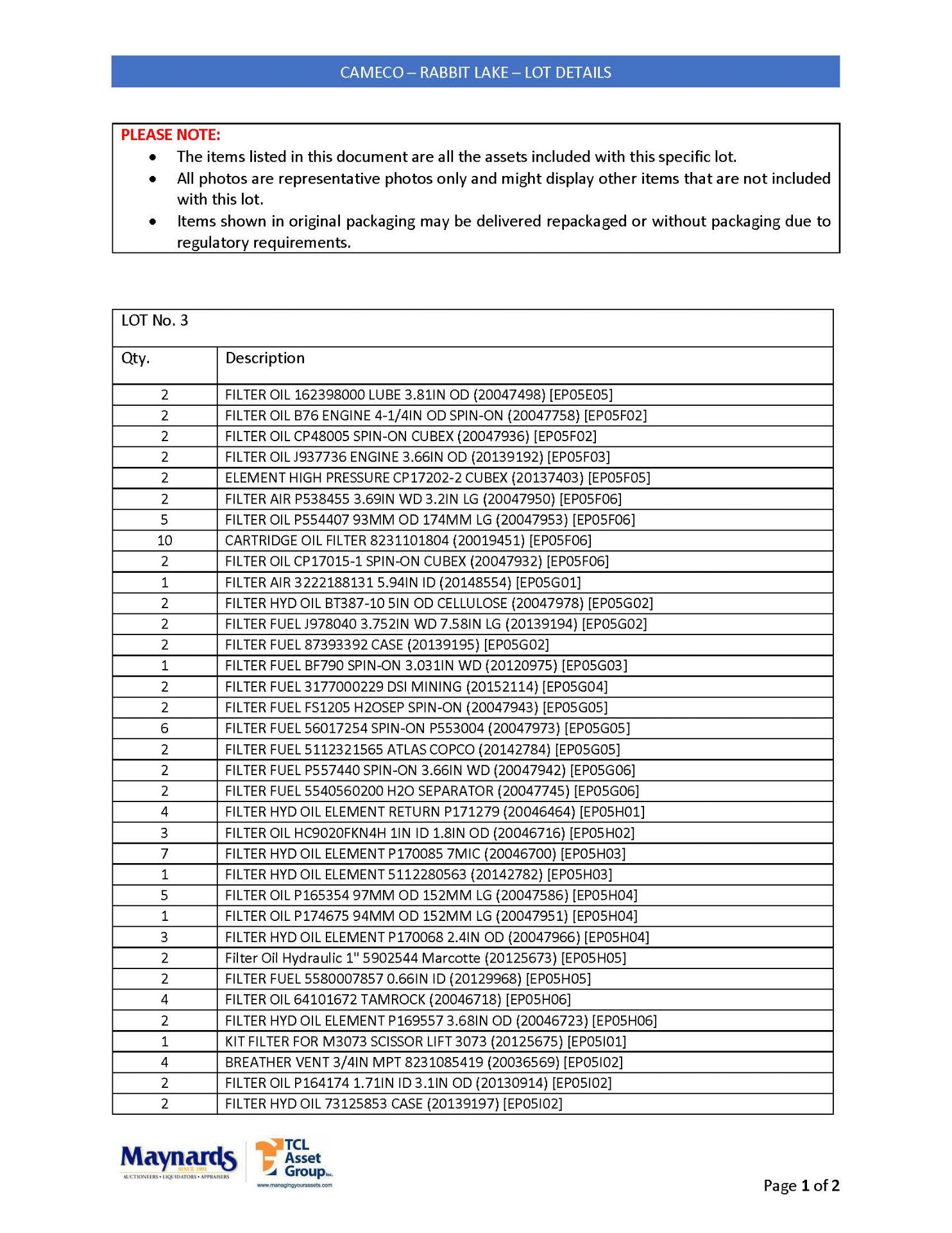 misc. air, oil, fuel filters, etc. (please see attached for detailed lot list. NOTE: quantities - Image 2 of 3