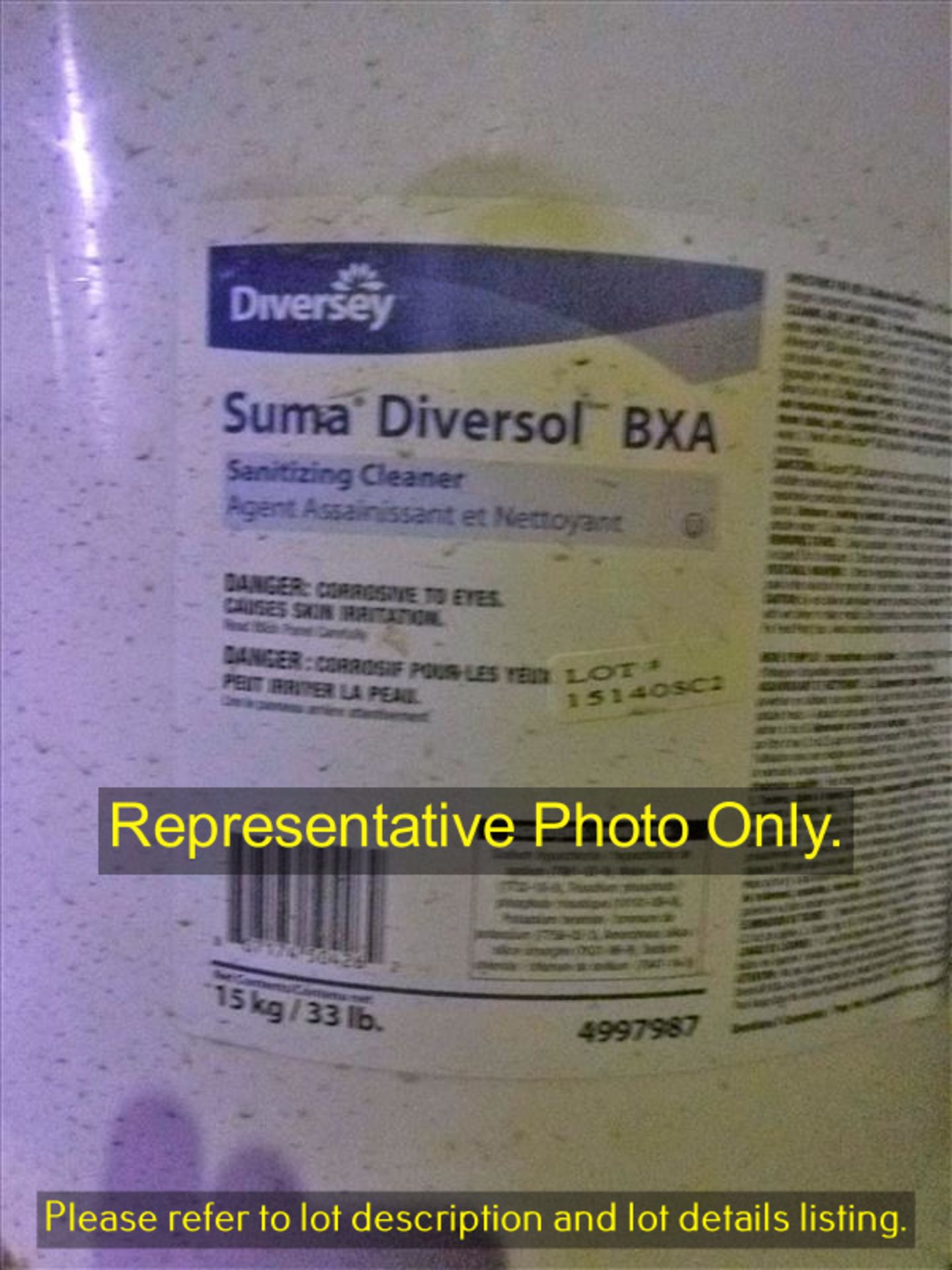 (2 x 33lb) Diversey SumaDiversol BXA chlorinated sanitizer powder [Items shown in original packaging - Image 2 of 2