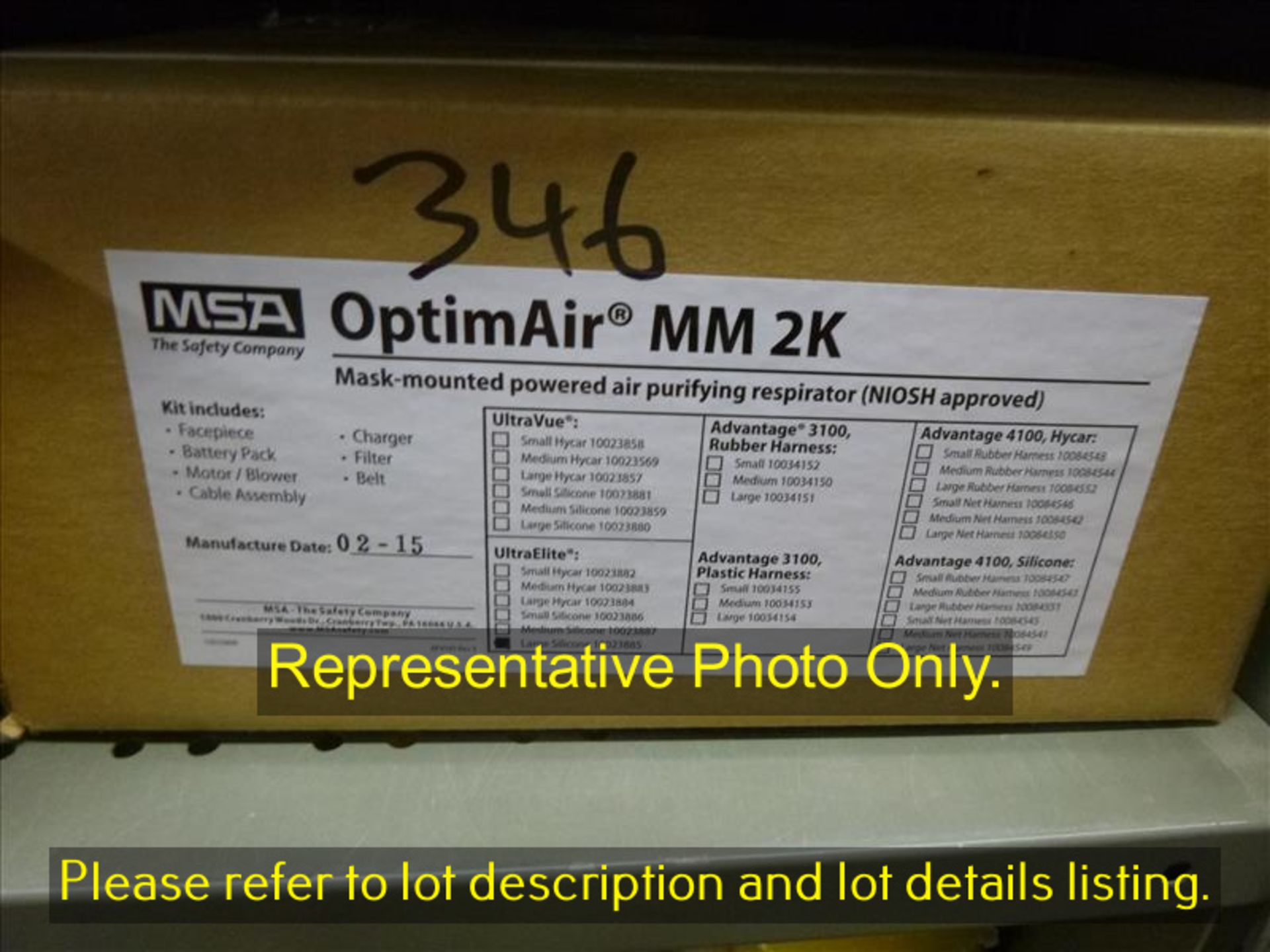 (3) MSA OptimAir MM2K respirators large [Items shown in original packaging may be delivered - Image 2 of 2