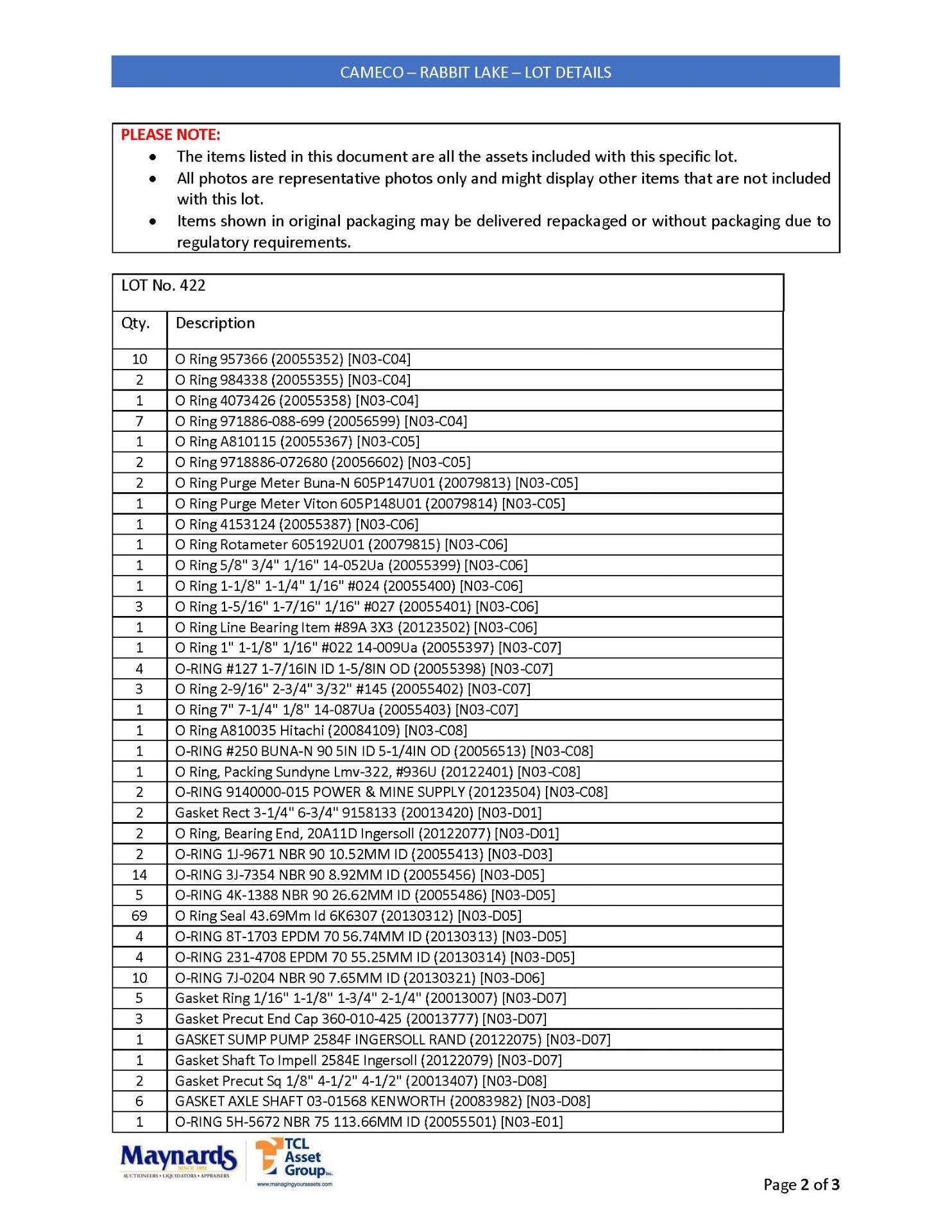 misc. seals and gaskets, etc. (please see attached for detailed lot list. NOTE: quantities are - Image 11 of 12