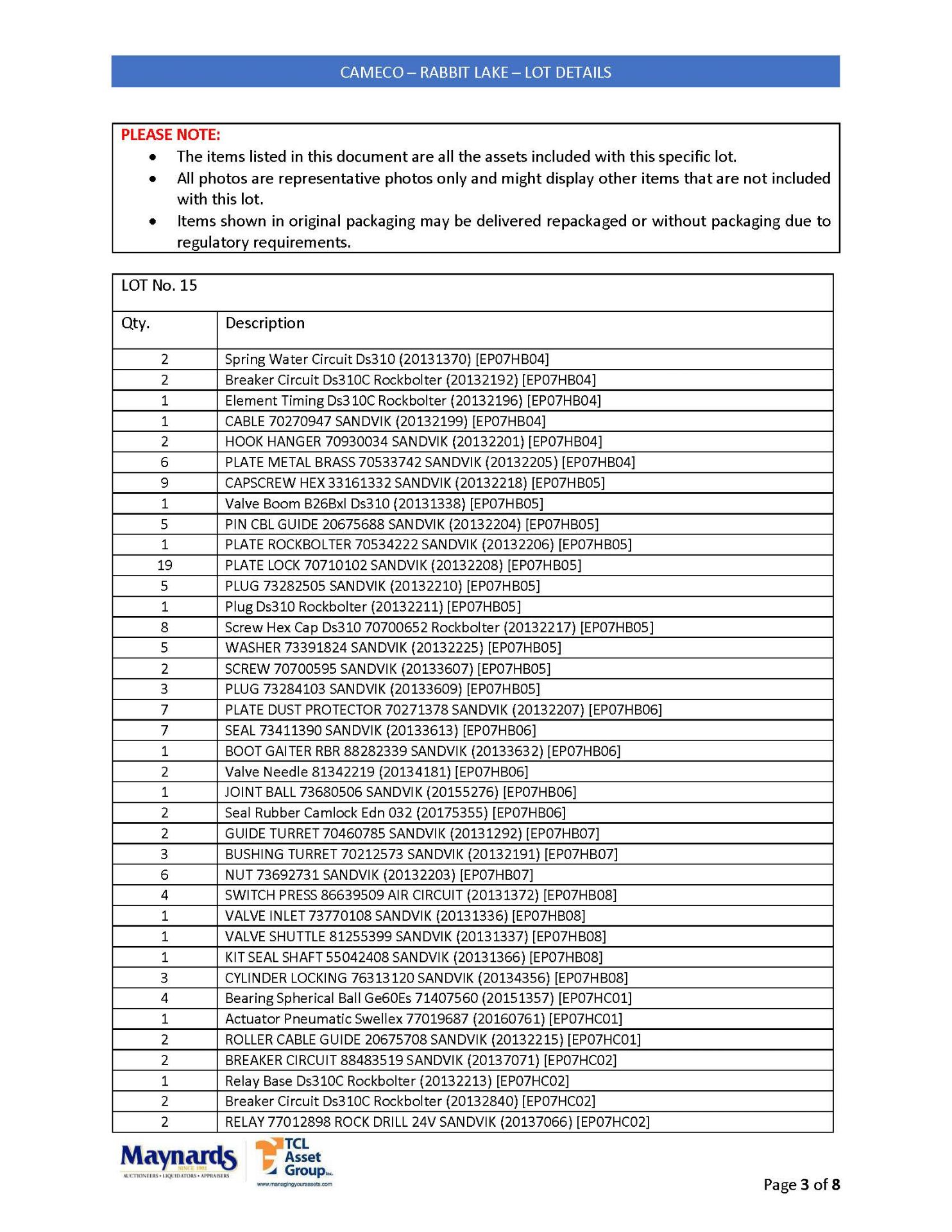 misc. mobile mining equipment spare parts, etc. (please see attached for detailed lot list. NOTE: - Image 12 of 17