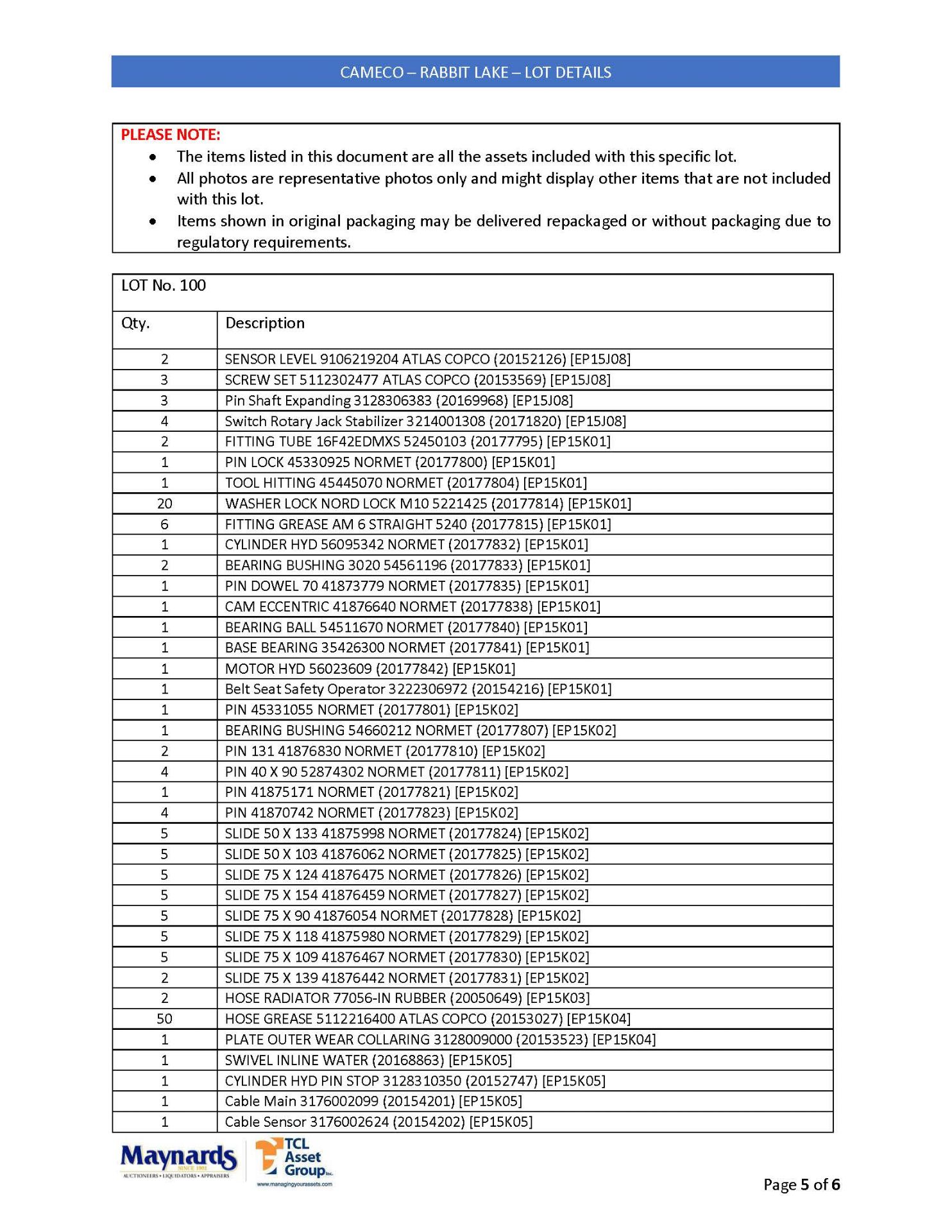 misc. spare parts, etc. (please see attached for detailed lot list. NOTE: quantities are approximate - Image 6 of 7