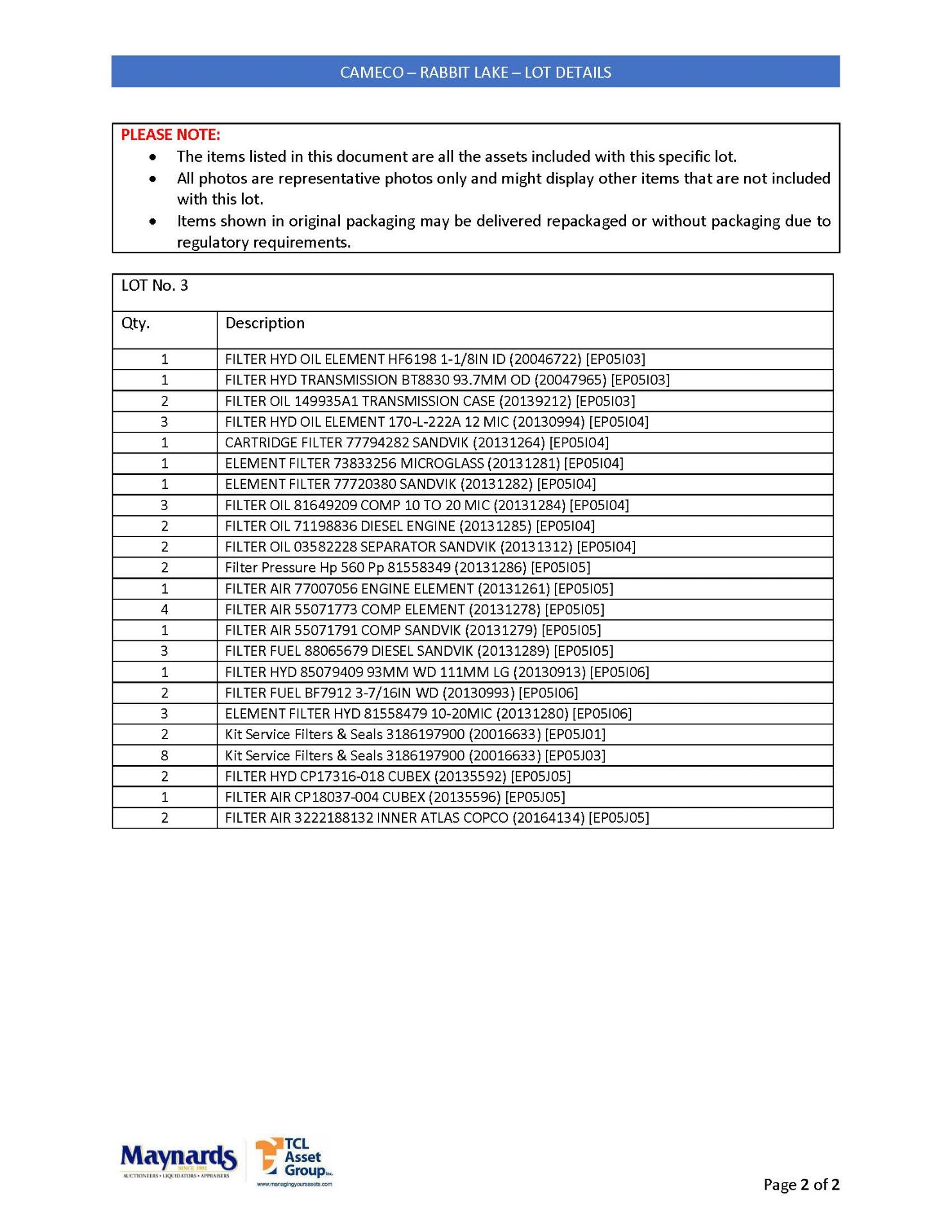 misc. air, oil, fuel filters, etc. (please see attached for detailed lot list. NOTE: quantities - Image 3 of 3