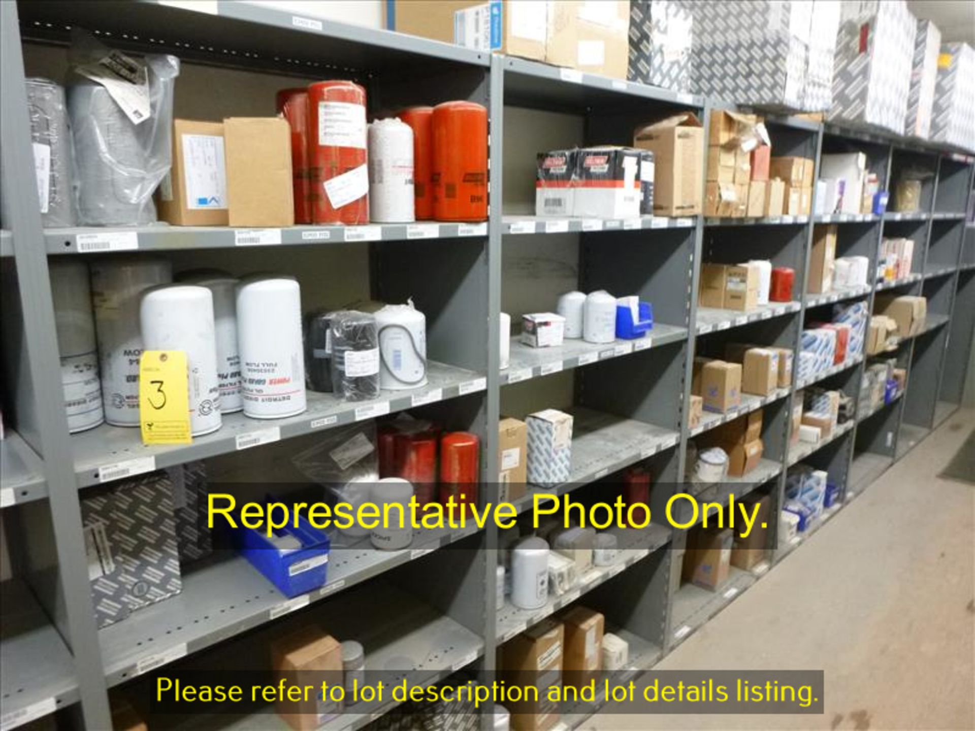 misc. air, oil, fuel filters, etc. (please see attached for detailed lot list. NOTE: quantities